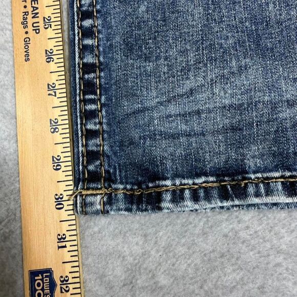 Rock Revival Deshaw Jeans Mens 34x30.5 Straight Distressed Large Stitching*Read* - Picture 7 of 8